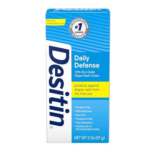 Desitin Daily Defense Baby Diaper Rash Cream with 13 Zinc Oxide Barrier Cream to Treat Relieve Prevent diaper rash Hypoallergenic Dye Phthalate ParabenFree Travel Size 2 oz