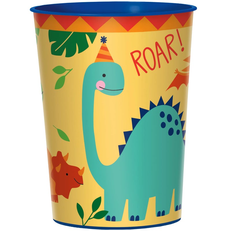 Amscan DinoMite Multicolor Plastic Favor Cup  16 Oz 1 Pc  Reusable Party Tableware for Kids Events  Parties