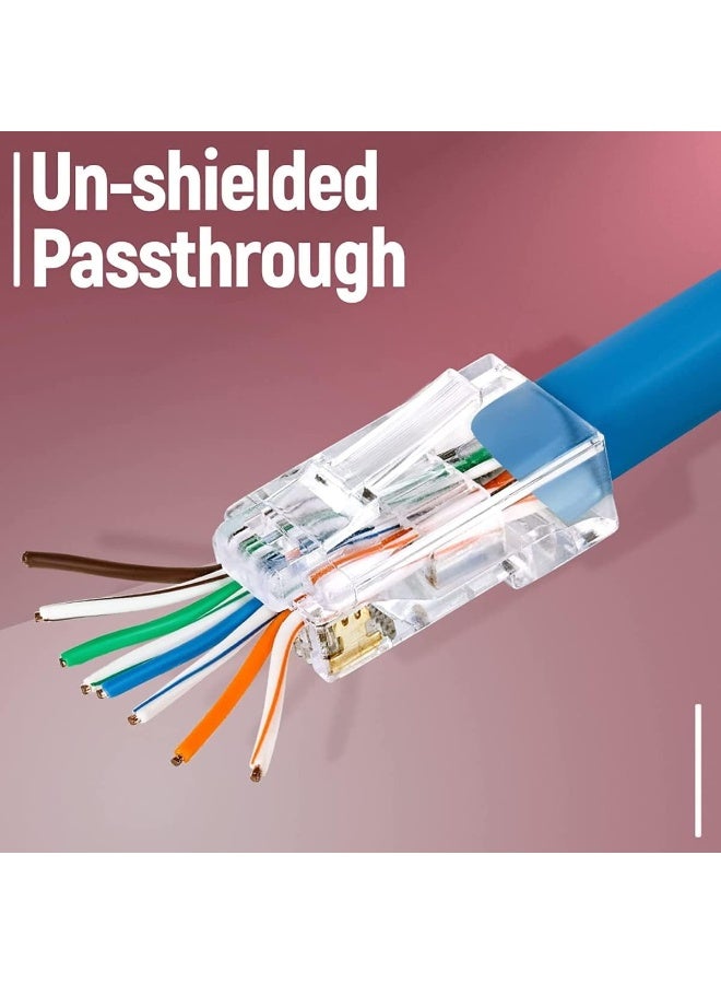 melfi Melfi 100 Pack Rj45 Connector Cat6 Rj45 Pass Through Plug Ethernet Cable Crimp Gold Plated Network Lan Connector Crystal Unshielded Crimp Connector  - Image 5