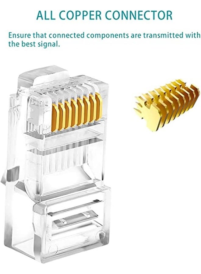 melfi Melfi 100 Pack Rj45 Connector Cat6 Rj45 Pass Through Plug Ethernet Cable Crimp Gold Plated Network Lan Connector Crystal Unshielded Crimp Connector  - Image 3