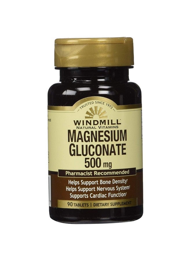 Magnesium Gluconate 500 mg, 90 Tablets Per Bottle (3 Bottles).