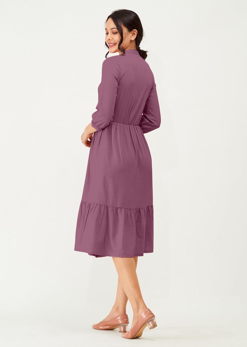 TRENDMALLS Women's Cotton Blend Flared Pleated Western Dress (V31-Purple-XXL) - Image 2