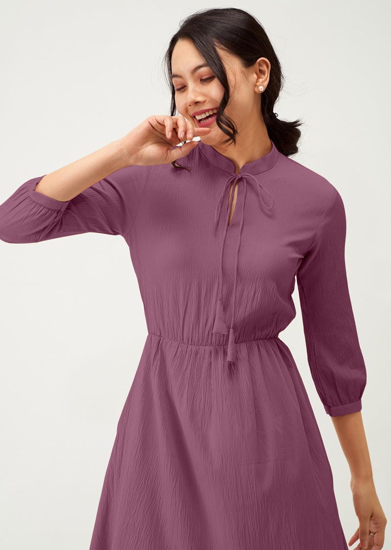 TRENDMALLS Women's Cotton Blend Flared Pleated Western Dress (V31-Purple-XXL) - Image 4