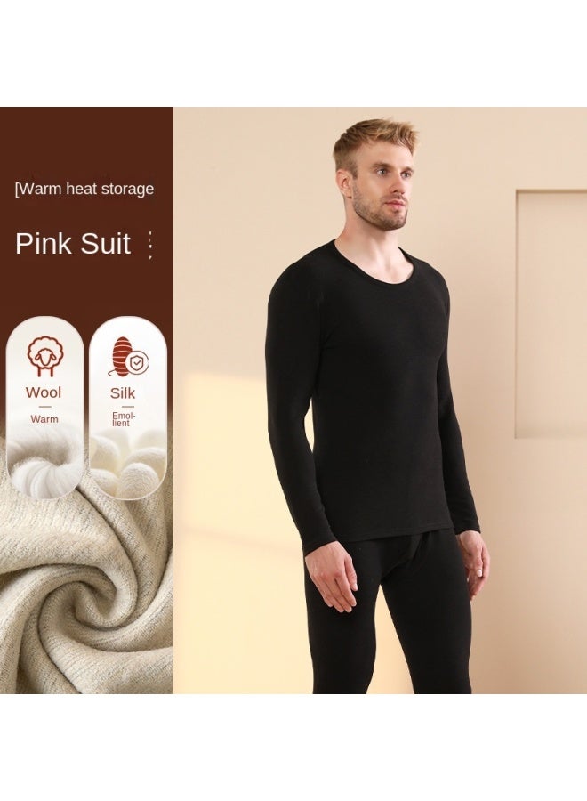 ملابس داخلية حرارية للرجال من كشمير حرير قطن سميك لونغ جونز ملابس شتوية دافئة من الف fleece مجموعة ملابس داخلية ساخنة - Image 1