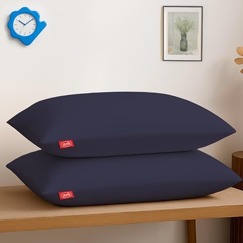 Zinnia Comfort Soft Microfiber Bed Pillows for Sleeping | Navy, Regular Size 16 x 24 Inches | Soft & Comfortable Set of Pillow for Home & Daily Use | Pack of 2 - Image 1