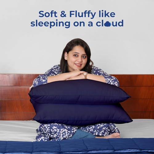 Zinnia Comfort Soft Microfiber Bed Pillows for Sleeping | Navy, Regular Size 16 x 24 Inches | Soft & Comfortable Set of Pillow for Home & Daily Use | Pack of 2 - Image 5
