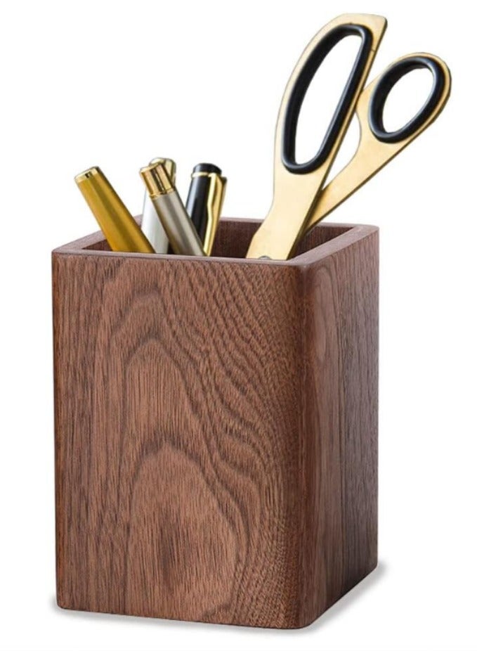 Wooden Pen Holder, Square Pen Holder, Desk Organiser, Black Walnut Wood, Handmade, for Stationery, Make Up Brushes, Desks, Offices - Image 1