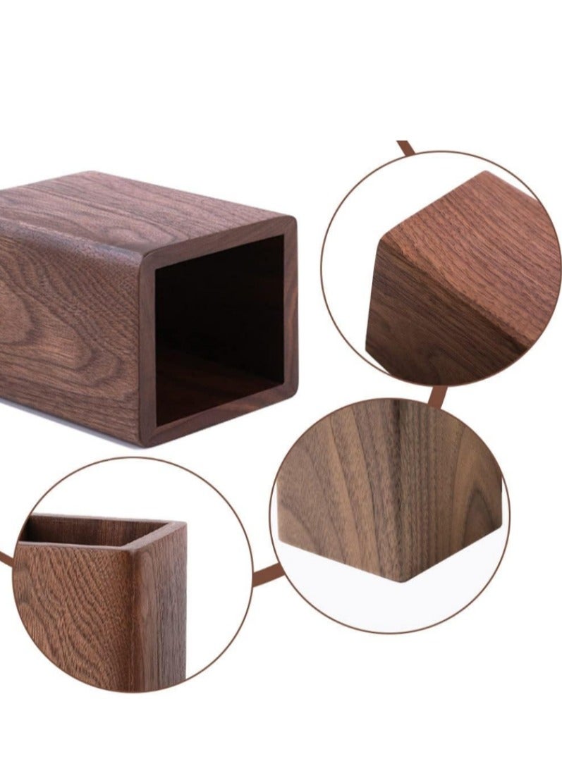 Wooden Pen Holder, Square Pen Holder, Desk Organiser, Black Walnut Wood, Handmade, for Stationery, Make Up Brushes, Desks, Offices - Image 3