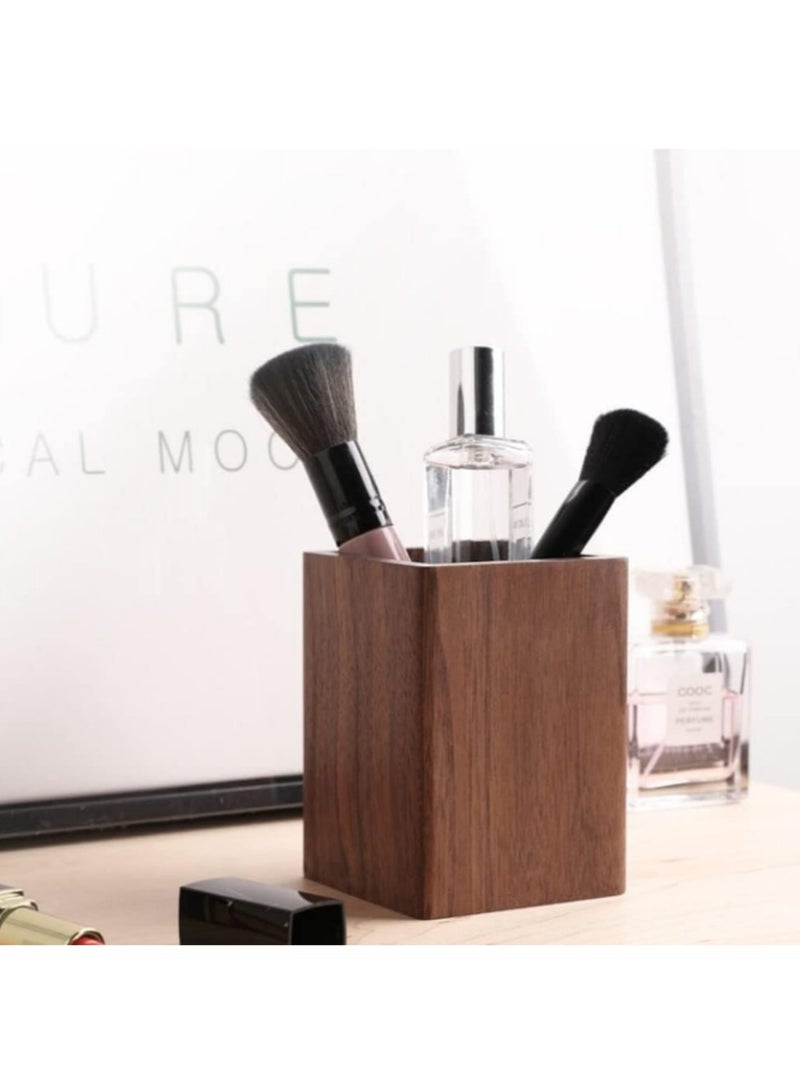 Wooden Pen Holder, Square Pen Holder, Desk Organiser, Black Walnut Wood, Handmade, for Stationery, Make Up Brushes, Desks, Offices - Image 5