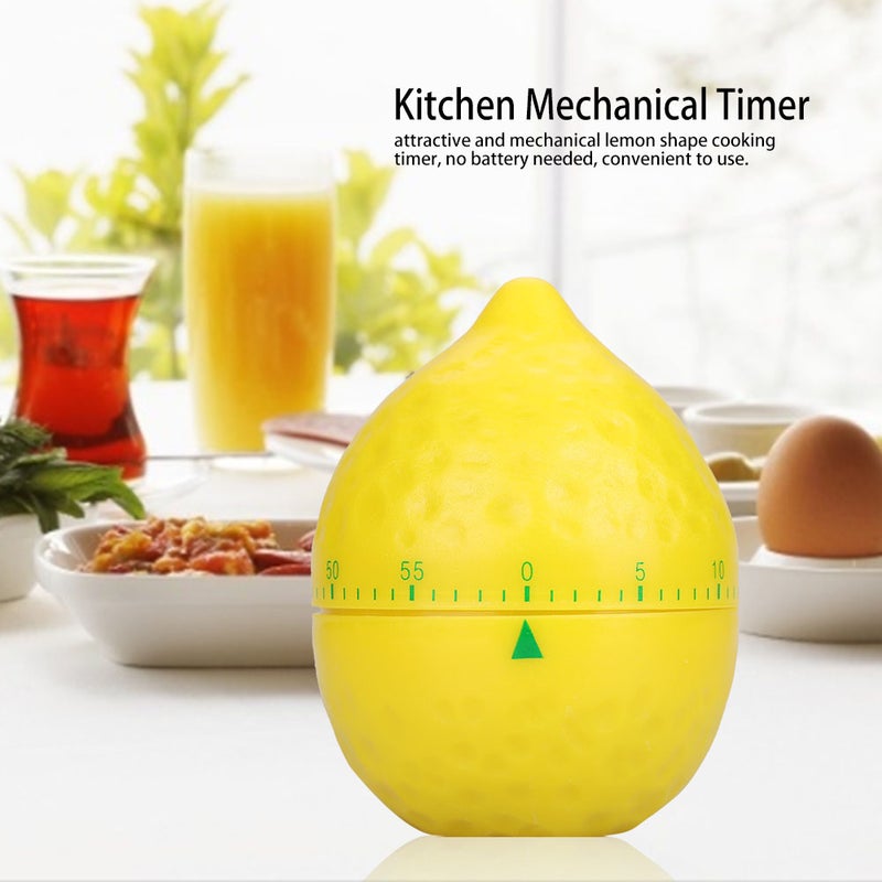 Kitchen Mechanical Timer Manual Lemon Shape Counters for Home Cooking Timing Tool - Image 2