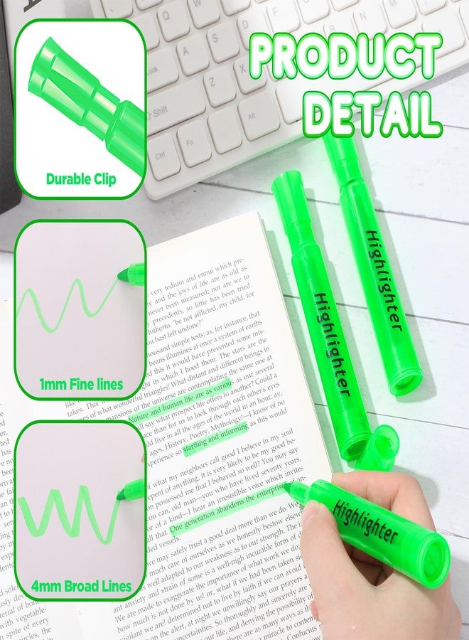 Qilery 30 Pack Highlighters Bulk, Tank Style Chisel Tip Highlighters Markers Pack Quick Drying for Adult Coloring, Home Office Supplies (Green) - Image 4