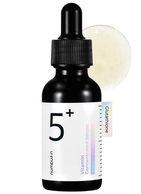 Numbuzin No.5+ Vitamin Concentrated Serum - infused with Glutathione & Vitamin C Serum for Dark Spots and Brightening, Korean Skincare 30ml