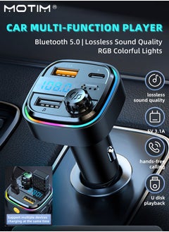FM Transmitter Upgraded Bluetooth FM Transmitter Wireless Radio Adapter Car Kit with QC USB 3.1A Charger+ PD Fast Charging Car Charger MP3 Player Support TF Card & USB Disk