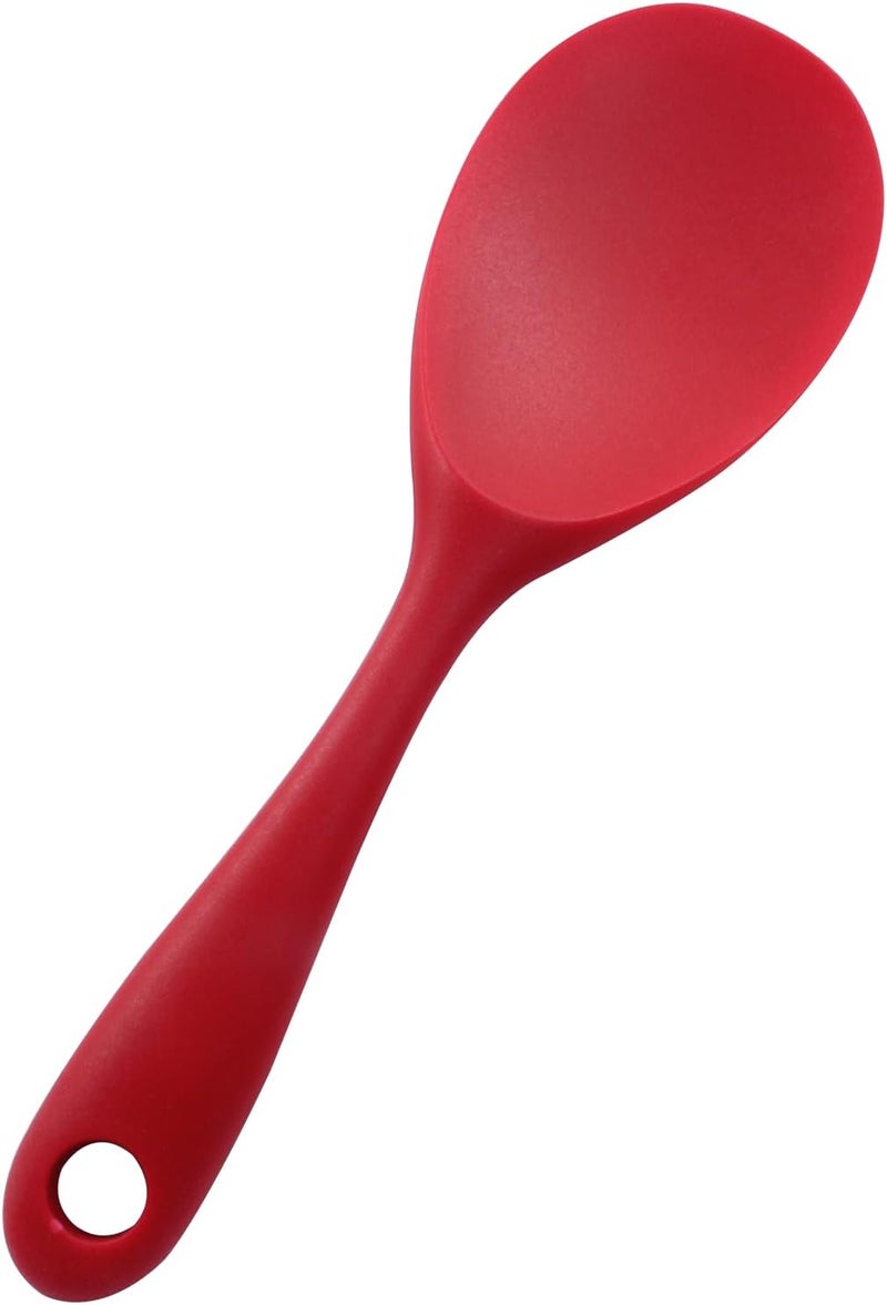 Coufce Red Silicone Rice Paddle Spoon Heat Resistant Rice Spoon Non Stick Rice Spatula Food Grade Kitchen Gadget Rice Scoop for Rice and Mashed Potato Dishwasher Safe - Image 1