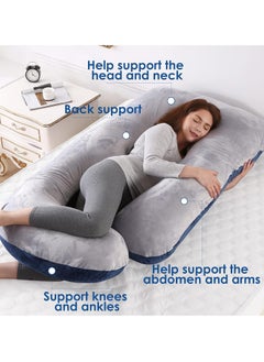 Arabest Pregnancy Pillows, 180cm Long Maternity Pillows, U Shape Full Body Pillow, Cooling Cover Blue&Grey, Pregnancy Pillows for Sleeping, Body Pillows for Adults, Maternity Pillow and Pregnancy Must Haves  - Image 4