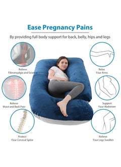 Arabest Pregnancy Pillows, 180cm Long Maternity Pillows, U Shape Full Body Pillow, Cooling Cover Blue&Grey, Pregnancy Pillows for Sleeping, Body Pillows for Adults, Maternity Pillow and Pregnancy Must Haves  - Image 2