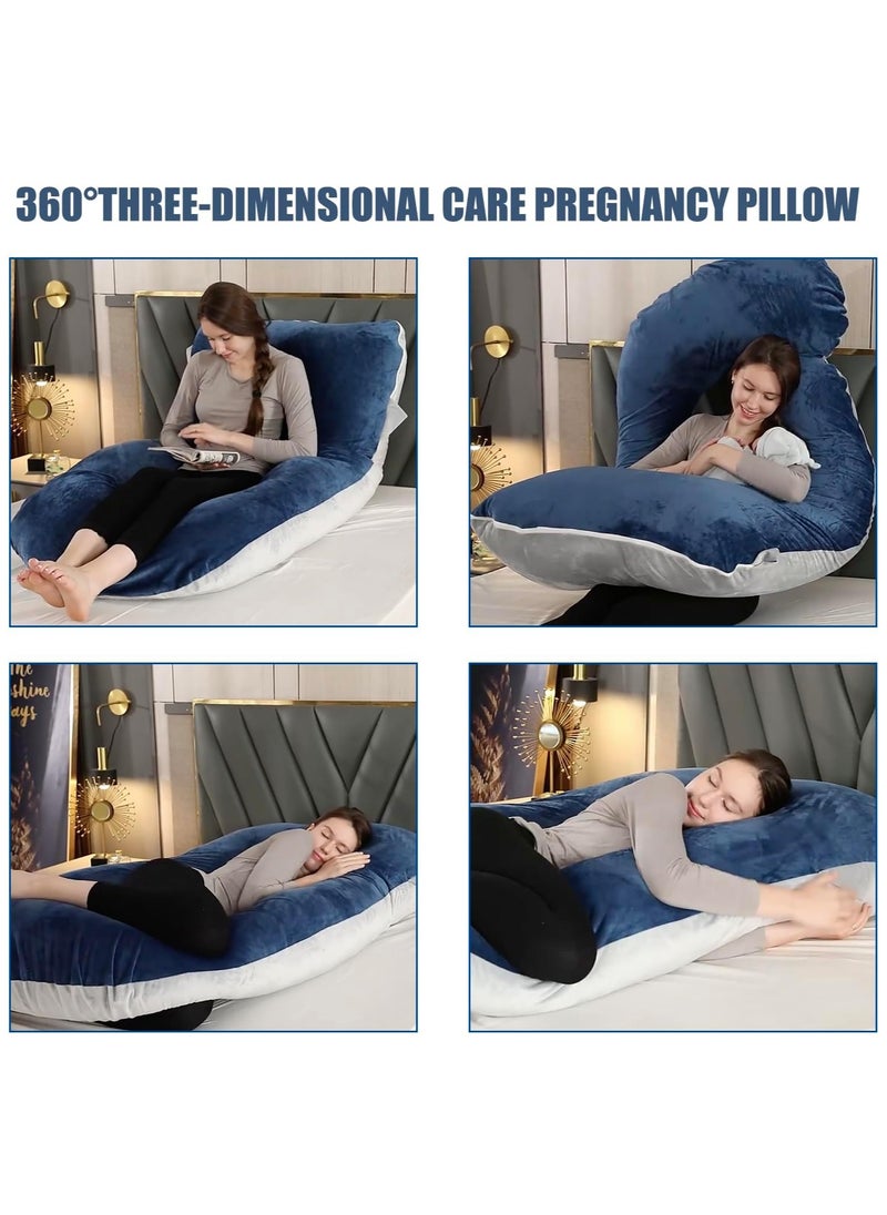 Pregnancy Pillows, 180cm Long Maternity Pillows, U Shape Full Body Pillow, Cooling Cover Blue&Grey, Pregnancy Pillows for Sleeping, Body Pillows for Adults, Maternity Pillow and Pregnancy Must Haves