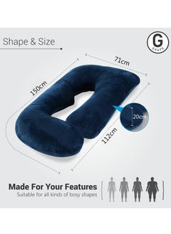 Arabest Pregnancy Pillows, 180cm Long Maternity Pillows, U Shape Full Body Pillow, Cooling Cover Blue&Grey, Pregnancy Pillows for Sleeping, Body Pillows for Adults, Maternity Pillow and Pregnancy Must Haves  - Image 3