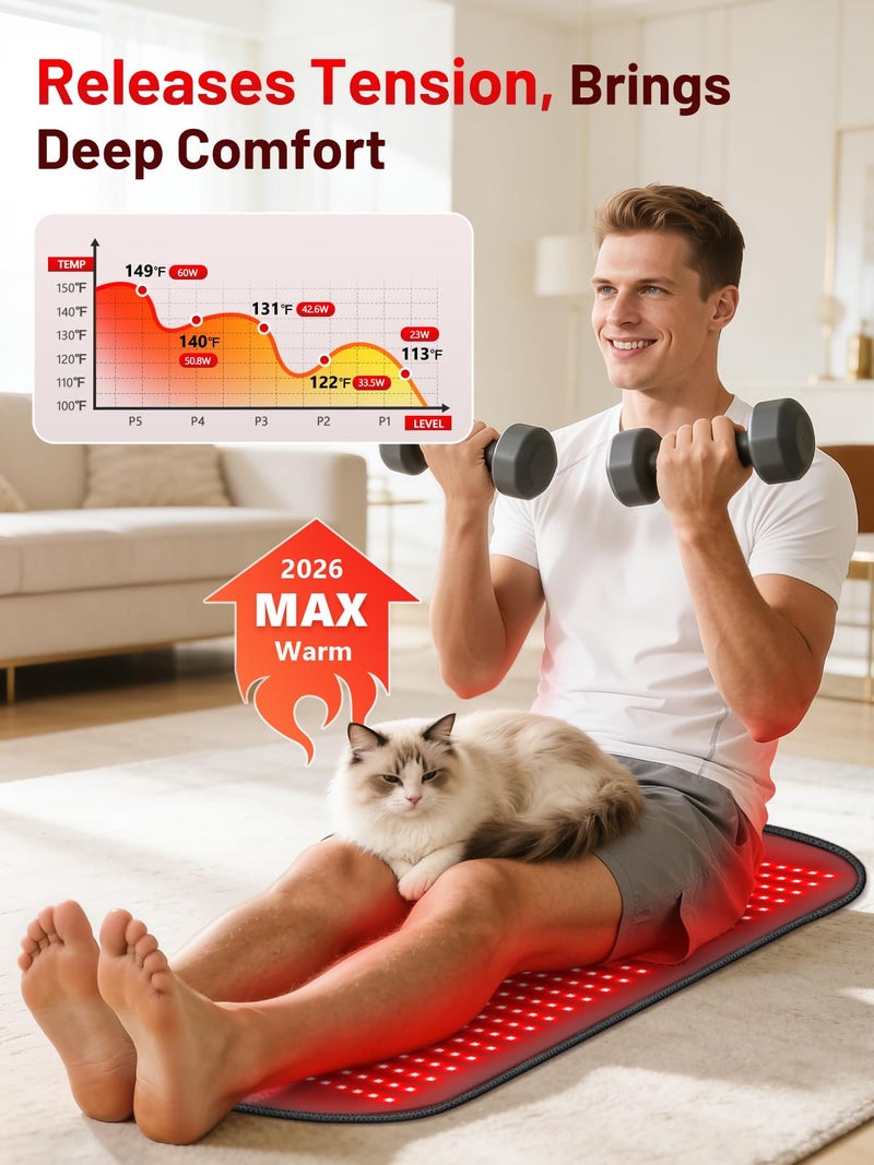 Romisa 35.4'' x 17'' Large Red Light Therapy Mat for Body, 500 LEDs 660nm& 850nm Near Infrared Light Therapy Pad Wrap Belt Blanket, with Timer & Controller for Back Waist Shoulder Knee Joint Muscle - Image 5