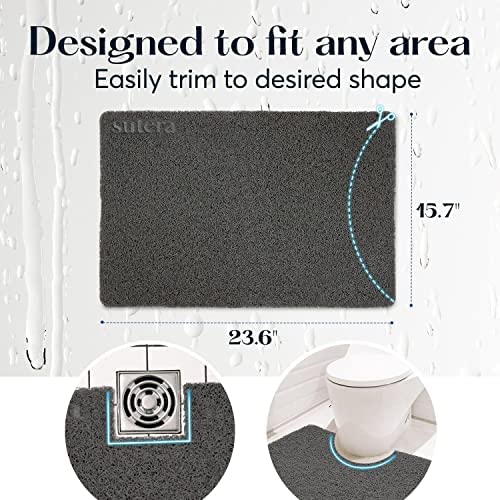 Sutera - Slide Guard Bath Mat | Non Slip Bath Shower Mat 23.6 x 17.5 Inch, Rubber Bathtub Mat, Bathroom Tub Mat for Wet Areas, Drains Odor Anti Slim Shower Floor Mat - Image 3