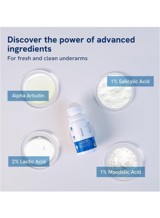 Be Bodywise 4% AHA BHA Underarm Roll on | With 2% Lactic Acid, 1% Mandelic Acid, 1% Salicylic Acid | Prevents Odour, Reduces Pigmentation | For Radiant Underarms | 50ml - Image 4