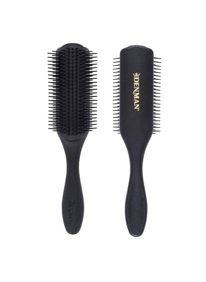 دنمان فرشاة الشعر المجعد D4 (باللون الأسود بالكامل) فرشاة تصفيف مكونة من 9 صفوف لتصفيف الشعر الطويل وتنعيمه وتحديد تجعيداته - للنساء والرجال - Image 1