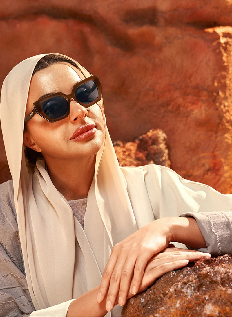 30 سندايز نظارات شمسية نسائية Phoenix عين القطة بحماية UV400 (بني، أزرق)