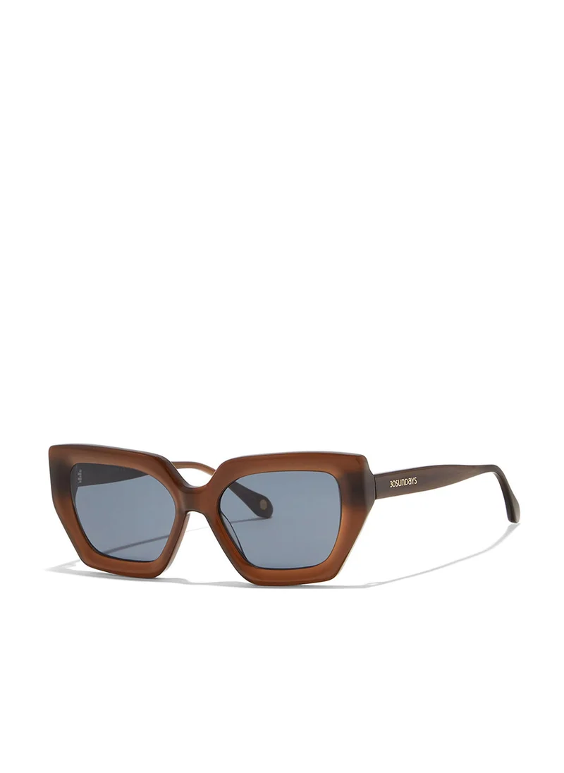 30Sundays Phoenix,Women Sunglasses, Cat Eye Sunglasses, UV Protection: UV400 (Brown,Blue)