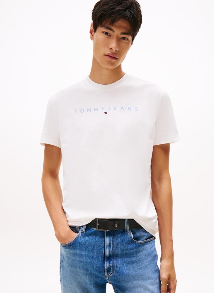 TOMMY JEANS Linear Logo Embroidery Crew Neck T-Shirt - Image 1