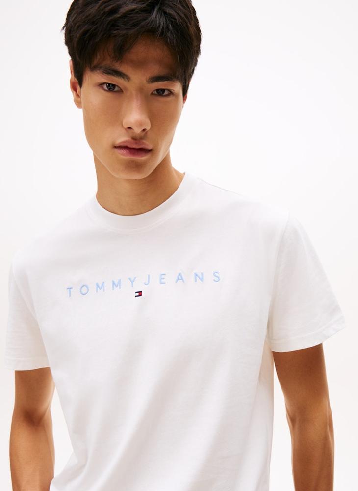 TOMMY JEANS Linear Logo Embroidery Crew Neck T-Shirt - Image 3