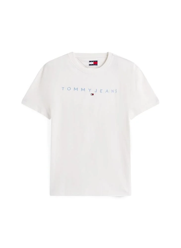 TOMMY JEANS Linear Logo Embroidery Crew Neck T-Shirt