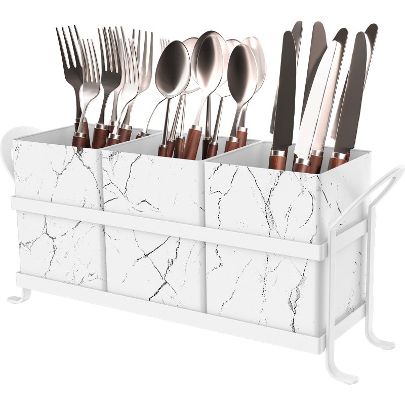 GaryVault Marble Utensil Holder for Countertop Stylish Marble Kitchen Accessories for Effortless Organization Ideal Silverware Caddy for Party Farmhouse Decor Friendly - Image 2