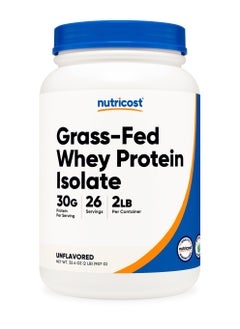 Grass-Fed Whey Protein Isolate, 30 G Per serving | 26 SERVINGS | 2 LB Per Container Unflavored Net Wt. 32.4 OZ (2 LB) 907 G
