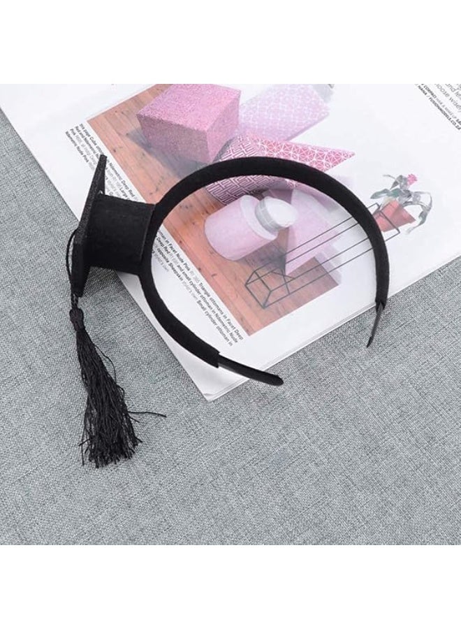 Graduation Cap Headband with Tassel, Mini Bachelor Cap Hair Band for Party Favors, Black - Image 3