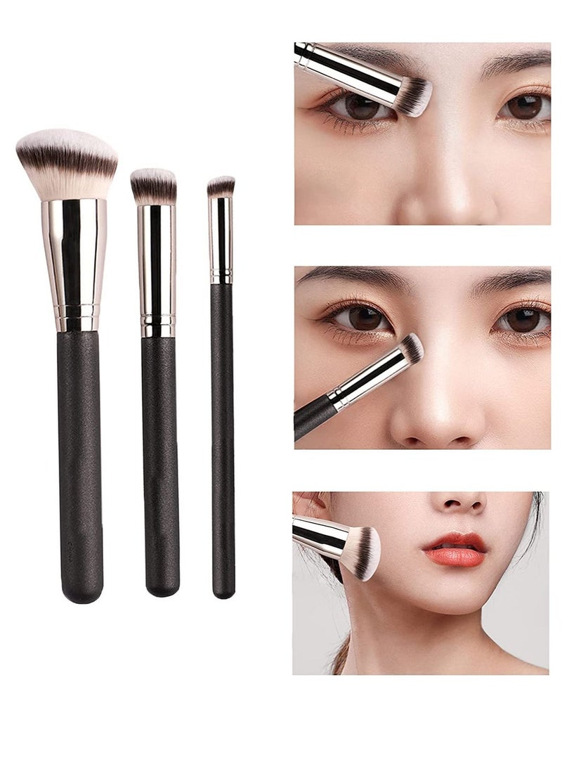SYOSI 3 PCS Foundation Concealer Brushes Under Eye Mini Angled Brush Nose Contour Brush Small Makeup Foundation Brushes for Blending Liquid Cream and Powder Buffing Stippling - Image 1