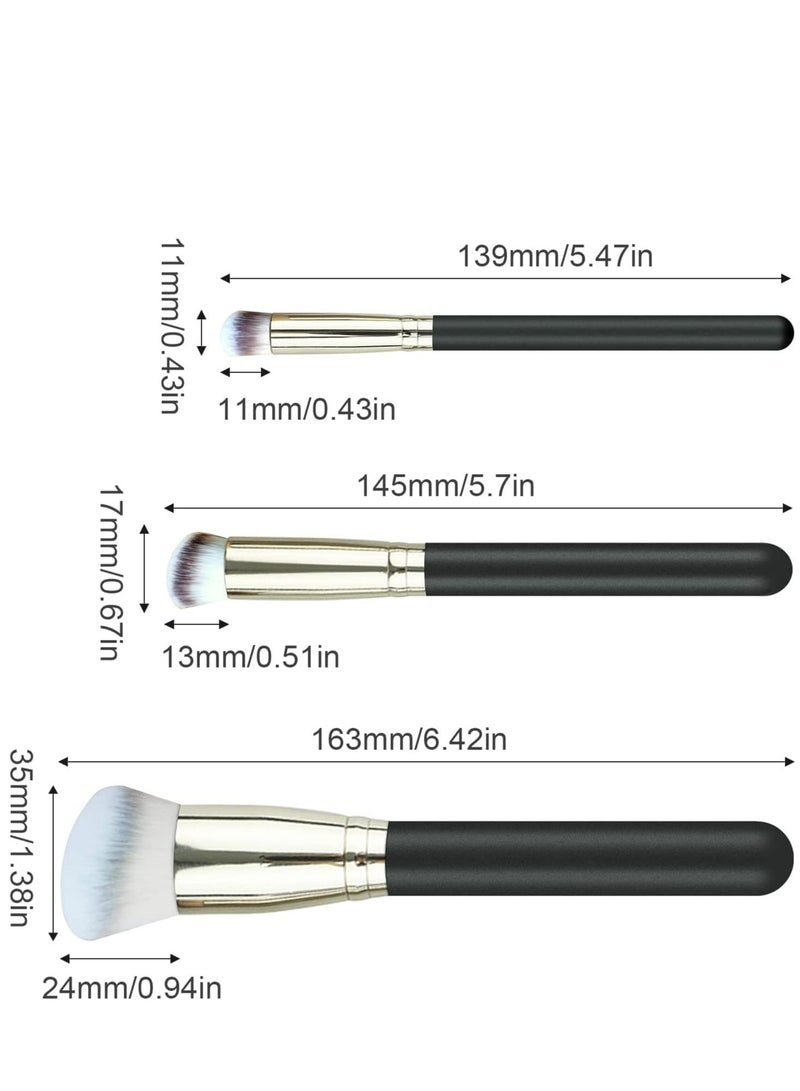 SYOSI 3 PCS Foundation Concealer Brushes Under Eye Mini Angled Brush Nose Contour Brush Small Makeup Foundation Brushes for Blending Liquid Cream and Powder Buffing Stippling - Image 5
