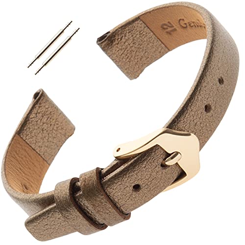 Gilden Ladies 10-14mm Metallic Calfskin Flat Leather Watch Band F88-0210 (Bronze, Gold-Tone Buckle, 10 millimeter end width) - Image 5