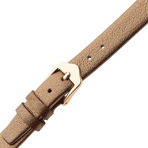 Gilden Ladies 10-14mm Metallic Calfskin Flat Leather Watch Band F88-0210 (Bronze, Gold-Tone Buckle, 10 millimeter end width) - Image 2