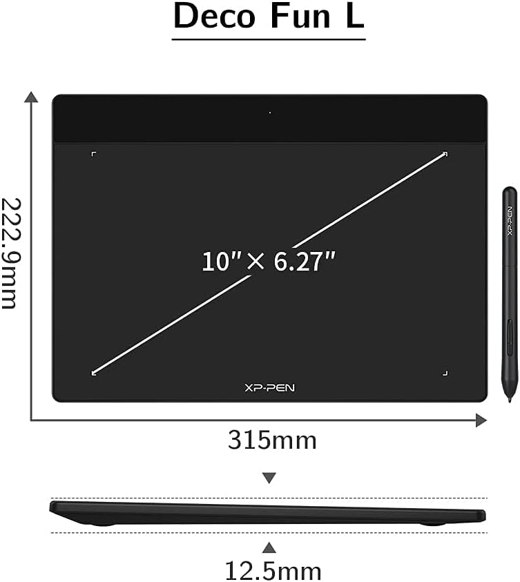 Deco Fun L Graphic Drawing Tablets 10x6 Inches Digital Drawing Pad Art Tablet with 8192 Levels of Pressure Battery-Free Stylus for Digital Drawing, Animation, Online Teaching(Black) - Image 3