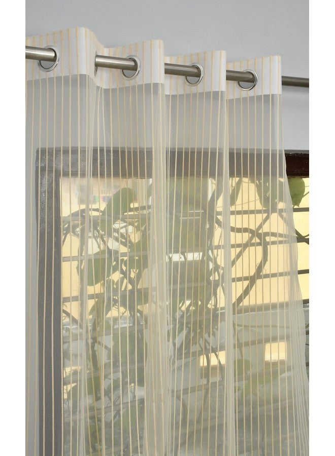 Homefab India Polyester 2 Piece Sheer Strips Door Curtain - 7 Ft, Beige - Image 2