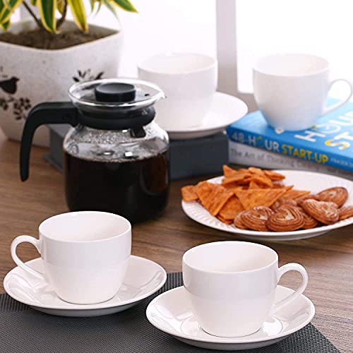 SkyKey Bone China Plain Solid Tea Coffee Cup and Saucer Set- Pack of 12, (White, 150ML) - Image 3