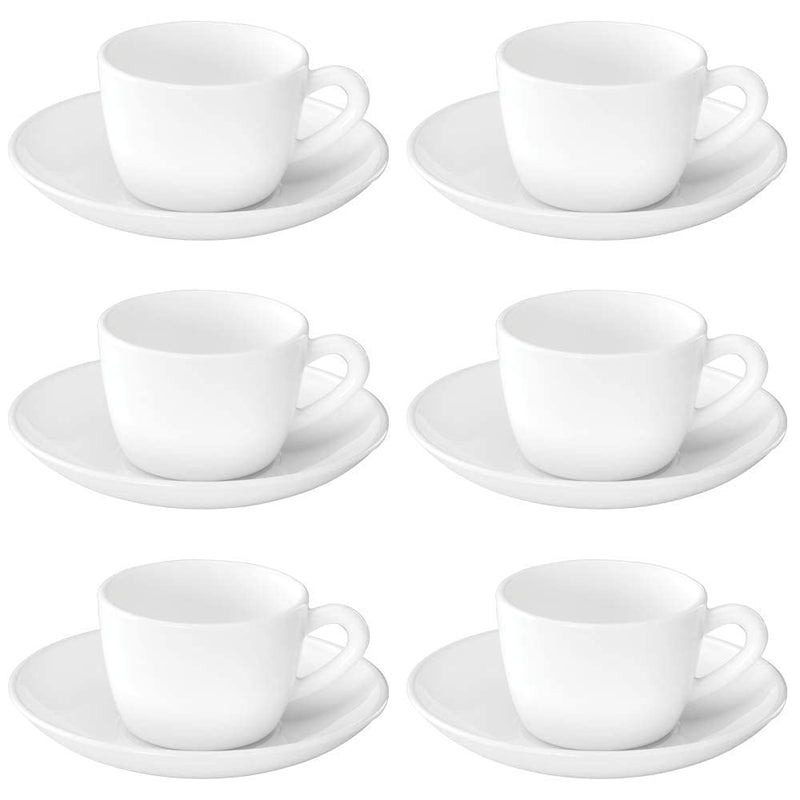 SkyKey Bone China Plain Solid Tea Coffee Cup and Saucer Set- Pack of 12, (White, 150ML) - Image 4