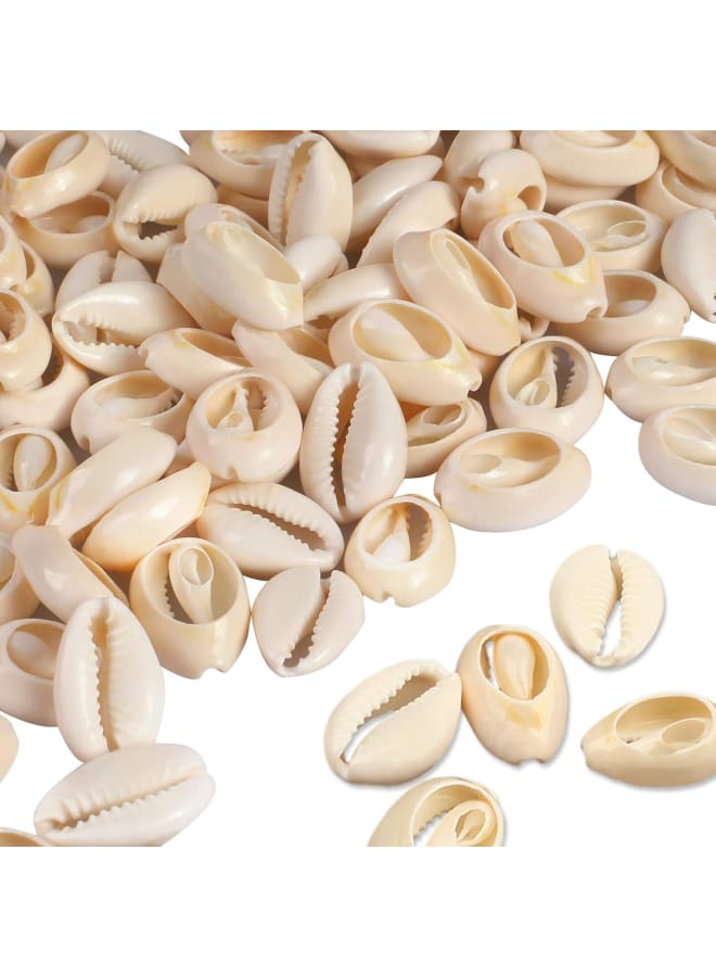 100 قطعة من خرز صدفة كاوري، خرزة صدفة حلزونية طبيعية بيضاء لصنع المجوهرات، صدفة كاوري للشاطئ الصيفية للأساور اليدوية والقلائد والخلخال