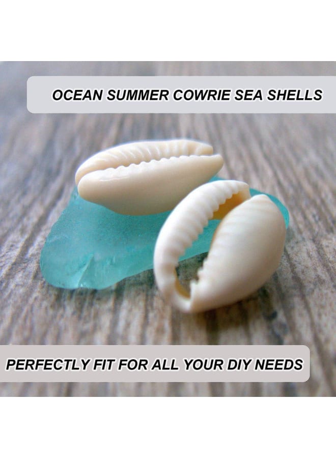 100 قطعة من خرز صدفة كاوري، خرزة صدفة حلزونية طبيعية بيضاء لصنع المجوهرات، صدفة كاوري للشاطئ الصيفية للأساور اليدوية والقلائد والخلخال