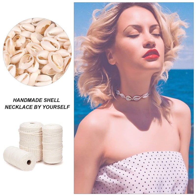 DINGPAI 100Pcs Cowrie Shell Beads, White Natural Spiral Shell Bead for Jewelry Making, Summer Beach Cowrie Shells for DIY Craft Bracelets, Necklaces, Anklets - Image 5