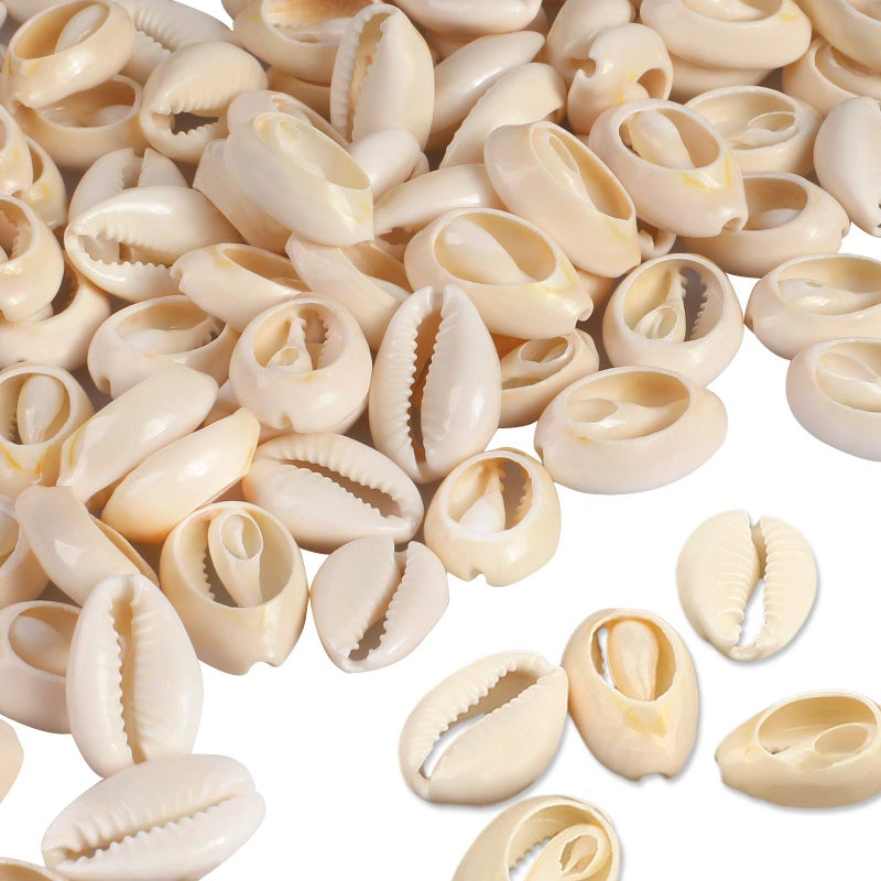 DINGPAI 100Pcs Cowrie Shell Beads, White Natural Spiral Shell Bead for Jewelry Making, Summer Beach Cowrie Shells for DIY Craft Bracelets, Necklaces, Anklets - Image 1