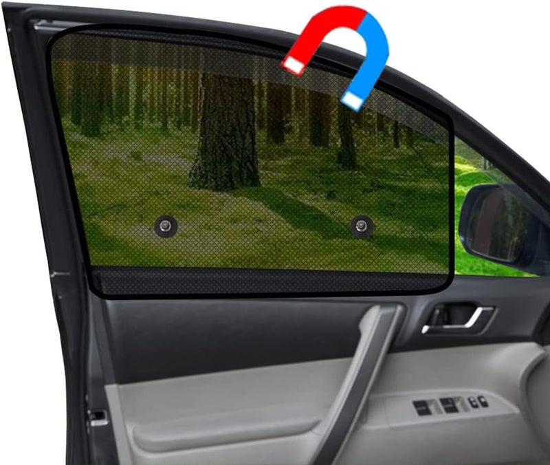 Ovege Magnetic Car Window Shades - 2pcs Universal Mesh Sun Shade for Front Seats - Image 1