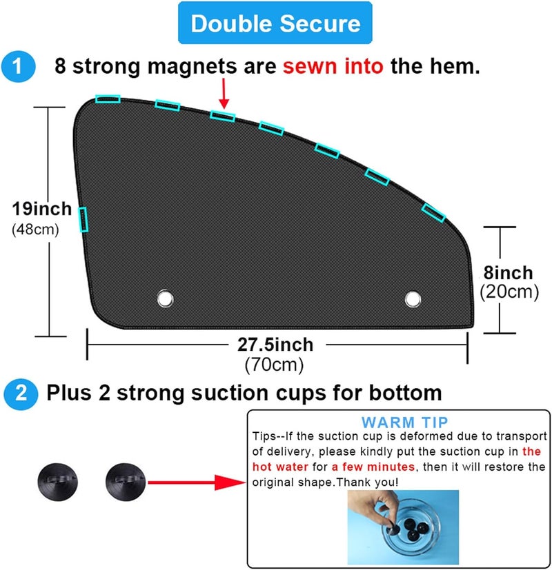 Ovege Magnetic Car Window Shades - 2pcs Universal Mesh Sun Shade for Front Seats - Image 2