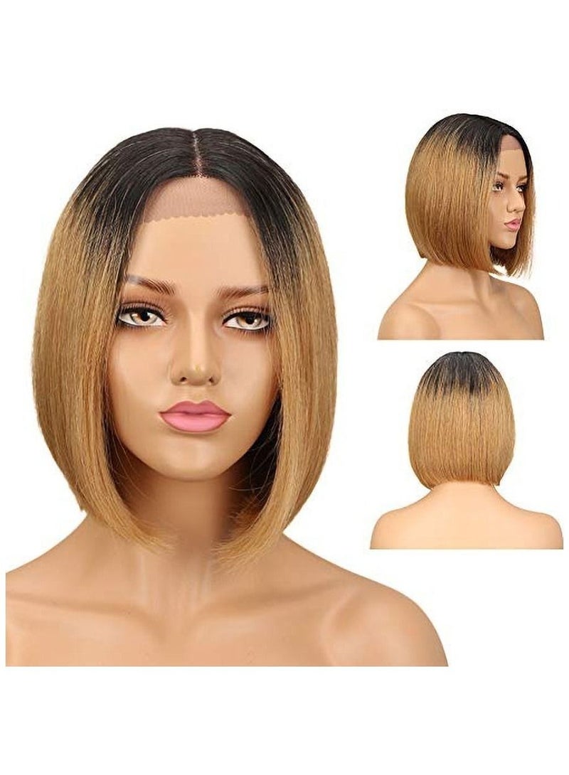 إستيل أزياء قصيرة مقاومة للحرارة الألياف شعر مستعار بني أشقر نمط رقم 7 - Image 1