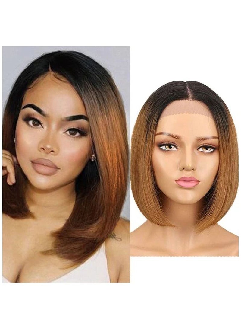 إستيل أزياء قصيرة مقاومة للحرارة الألياف شعر مستعار بني أشقر نمط رقم 7 - Image 2